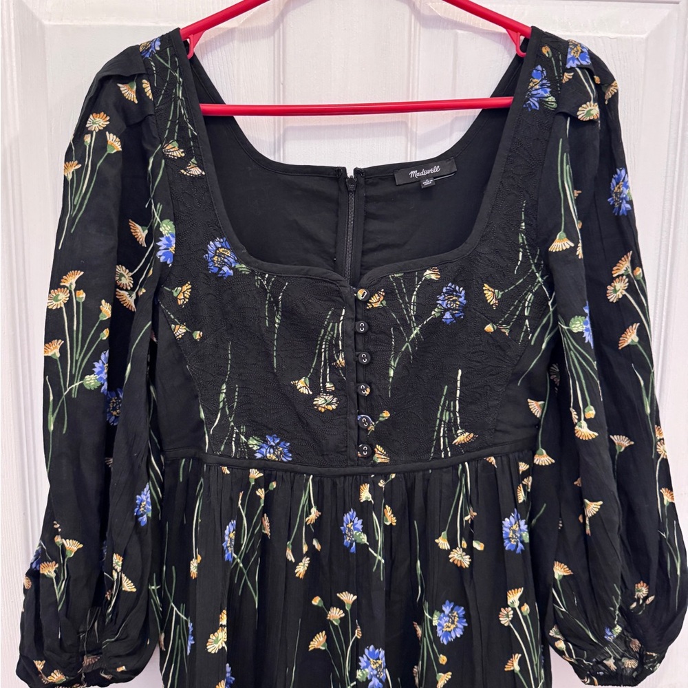Madewell Xiomara Floral Print Long Sleeve Cotton Dress - Picture 3 of 6